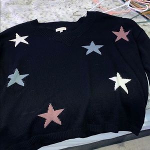 Black multicolor star sweater